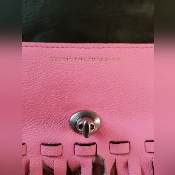 COACH PINK STUDDED WILD TEA ROSE DINKY FRINGE CROSSBODY RARE with COA - Picture 11 of 17